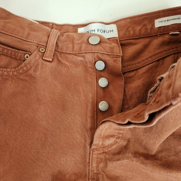 Denim Forum The Ex-Boyfriend Short frayed hem button fly rust brown 24 jean - Picture 4 of 13
